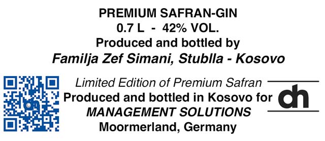 PREMIUM SAFRAN GIN, Management Solutions , Moormerland Germany