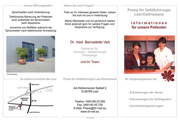 Dr Bernadette Veit,Gefaesschirurgie Leer Flyer 6-seitig aussen
